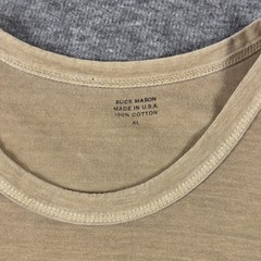 Buck Mason Shirt Mens XL Beige Cotton Crewneck Curved Hem Tee T-Shirt USA