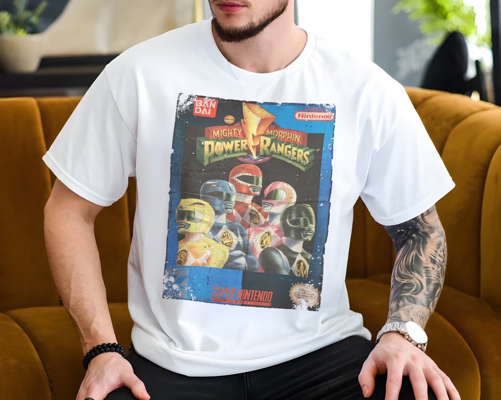 MM Power Rangers – 16 bit Super NE S Game Art T-Shirt 8 Colors Sizes S-5XL