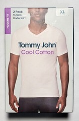 Tommy John Cool Cotton V-Neck Undershirt Modern Fit XL – White – 2-Pack