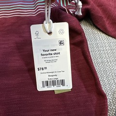 New Marine Layer Air Tee Shirt Mens XL Archive Midweight Crew Burgundy Striped
