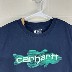 Carhartt Medium Loose Fit T Shirt Men’s Blue Fish Graphic Logo Fishing Work Wear