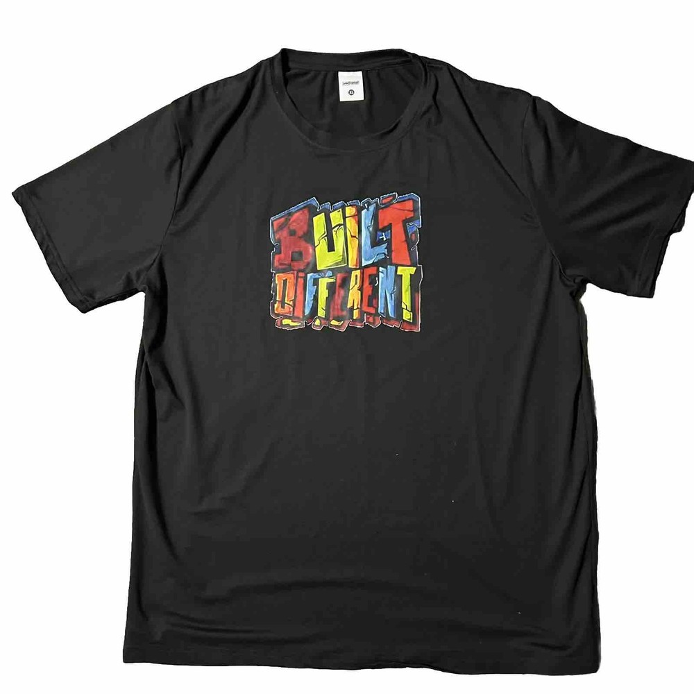 New Fashion News Graphic Tee Shirt With “Built Different” On The Front Size XL