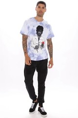 Prince Mens Official Licensed Rose Purple Rain Graphic Tie Dye Tee T Shirt Med