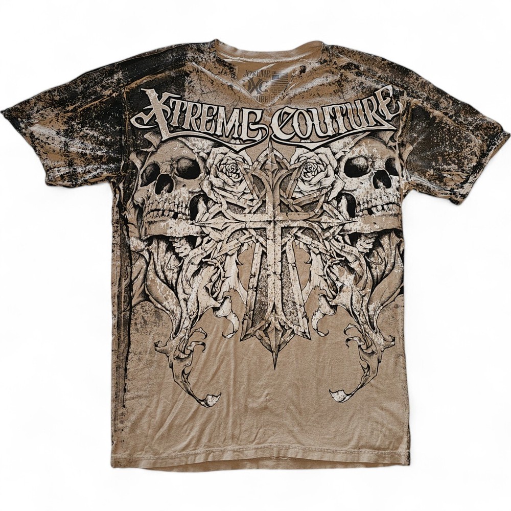 Xtreme Couture by Affliction Men’s Notched Neck Tattoo MMA T-Shirt Tee S-4XL