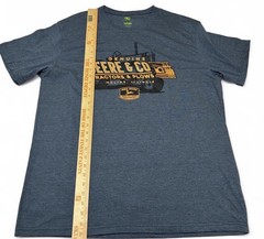 John Deere Mens T Shirt Deere Co Vintage Tractor Graphic Heather Navy Gray XL