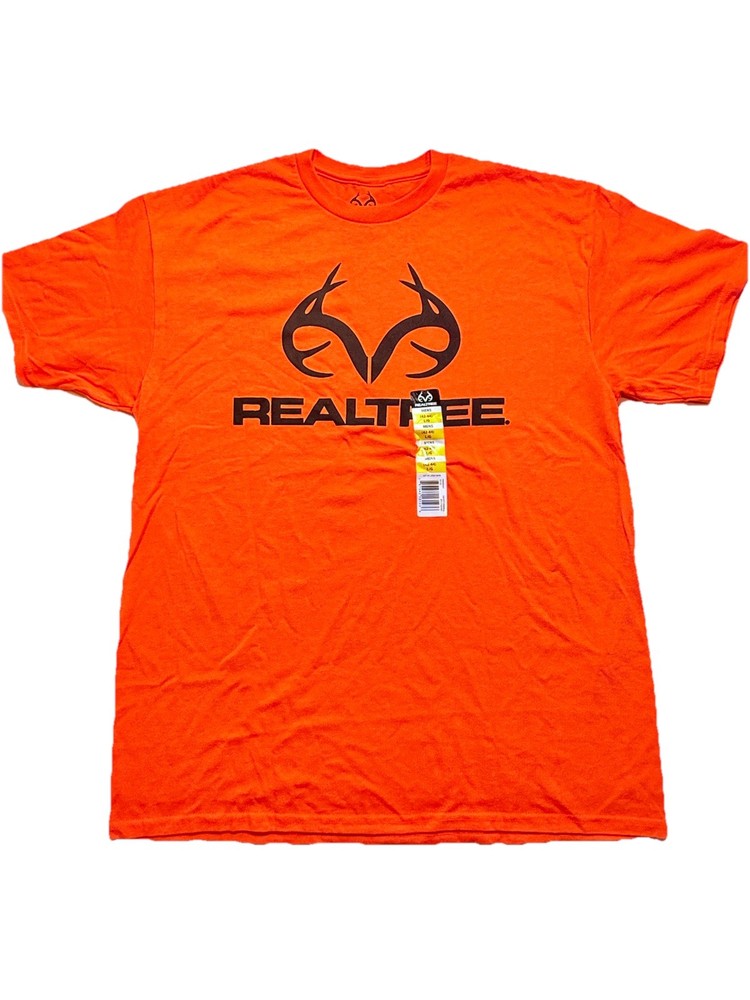 Real Tree Men’s Logo Hunting T-shirt Bright Orange Size L