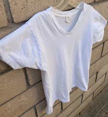 Vintage Two Guys White V Neck T Shirt Combed Cotton Size M Single Stitch