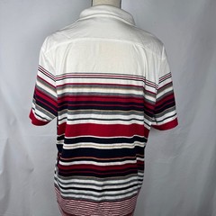 Murano Liquid Luxury Shirt Mens XL Red Blue White Striped Short Sleeve Slim Fit