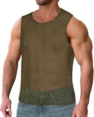 Men’s See Through Mesh Muscle Tee Fitted Sleeveless Clubwear Top Breathable