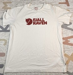 Fjallraven Logo Chalk White Graphic Organic Cotton Blend Outdoor T-Shirt Size XL
