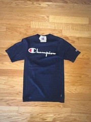 Champion Classic Jersey Script T-Shirt for Men’s, Size SMALL – White/Navy…