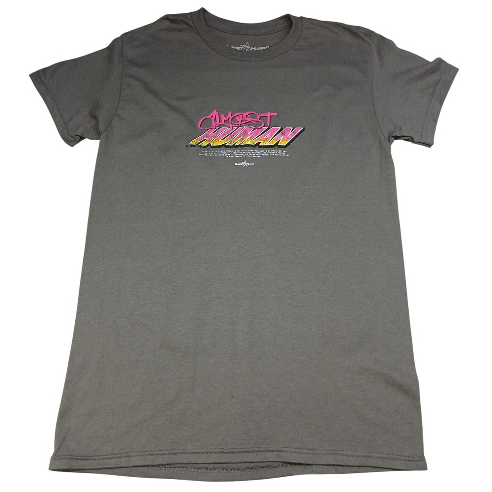 Almost Human Anime Girl Sports Car Graphic T-Shirt Gray Mens Small Streetwear