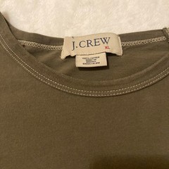 J.Crew Long Sleeve T-Shirt Mens XL Olive Brown Cotton Raglan Contrast Stitch Tee