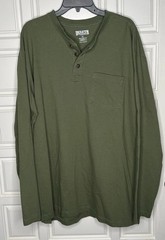 Duluth Trading Co. Longtail Men’s Henley Long Sleeve Pocket Tee Olive Green XL