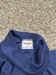 VTG 80s Wrangler Turtle Neck Shirt Men Large Distressed L/S Thrashed Made In USA