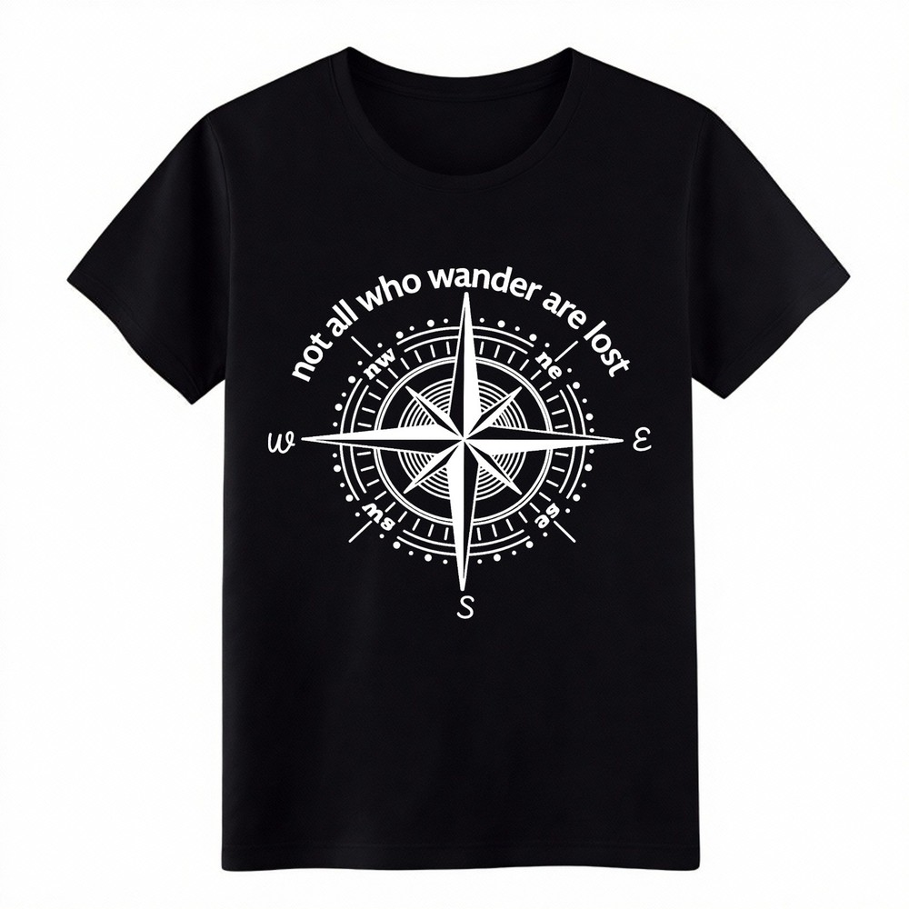 Not All Who Wander Are Lost Compass Cotton T-Shirt for Men&Women,Travel-Inspired