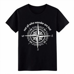 Not All Who Wander Are Lost Compass Cotton T-Shirt for Men&Women,Travel-Inspired