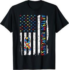NEW LIMITED! Autism Awareness Mom Dad USA Flag Autistic Tee – MADE IN USA