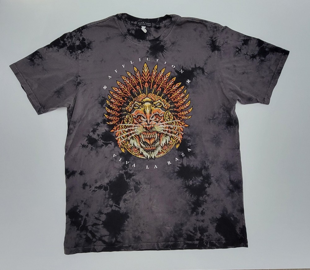 Affliction Black Label God Of Light , Rhinestone Accent, XL, Charcoal BK Wash