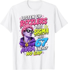 67 Funny Sigma 6 7 Aura No Cap Gen Z Meme Boys T-Shirt