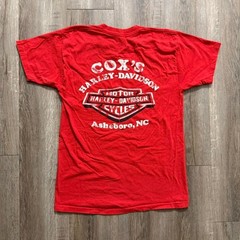 Vintage 1986 Harley Davidson 3D Emblem Asheboro NC Red T-Shirt