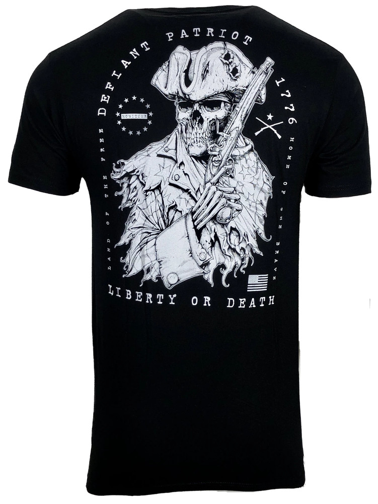 Howitzer Style Men’s T-Shirt DEFIANT PATRIOT Military Grunt Black S -5XL