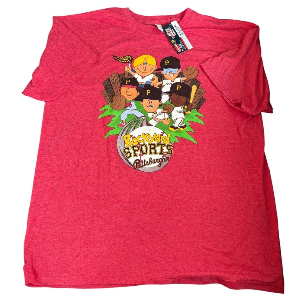 NWT Backyard Sports Pittsburgh Pirates Graphic Tee XL Sugardale Red Shirt VTG