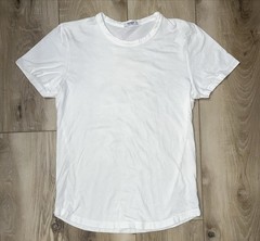 Buck Mason Men Slub Curved Hem T Shirt 100% Cotton White Size Medium Made in USA