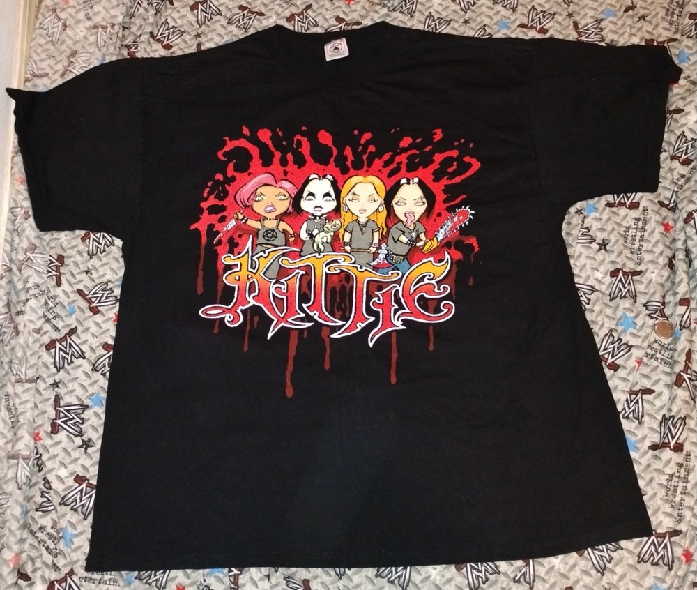 Kittie Cartoon Tour Concert Shirt Size XL Morgan Mercedes Lander Y2K Metal