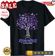 Alzheimer Awareness Tee for Men and Women Purple Butterfly T-Shirt.