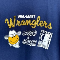 Vintage Walmart Shirt Size XL Blue Short Sleeve Wranglers Relay For Life Y2K