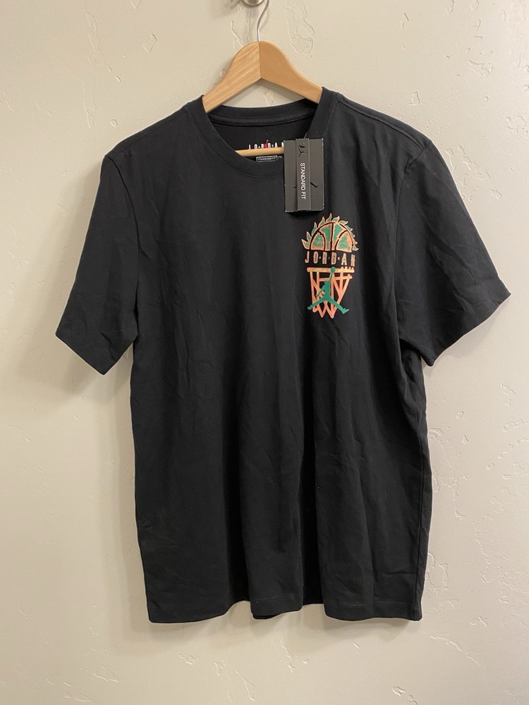 Air Jordan DNA Hoop on Fire Double Sided Tee Sz Large Black Standard Fit NWT