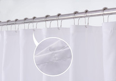 Fabric Shower Curtain Liner Solid White with Magnets, Hotel Quality, Machine Was