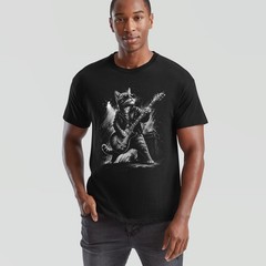 Funny Cat Playing Unisex T Shirt Guitar Rock And Roll Gifts Graphic Tee