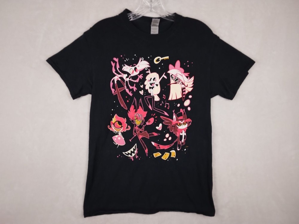 Hazbin Hotel Gildan Men’s Small Black Graphic Cartoon Cotton T-Shirt