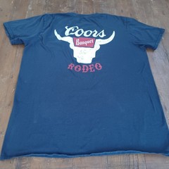 Coors Banquet Rodeo T Shirt Large Blue 100% Cotton Distressed Vintage Style