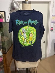 Unisex Rick And Morty Adult Swim Tee Large Blue Pre-owned (M) Medium