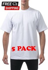 5 PACK Pro Club Heavyweight T-Shirt White Short Sleeve Premium Cotton Mens Tee