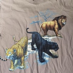 Vintage Big Cats T Shirt Lion Tiger Cheetah Puma Men’s Sz Xl Made USA Double Sde