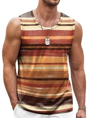 Striped 3D Graphic Tank Top for Men – Sleeveless Quick-Dry Summer Vest