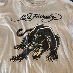 Ed Hardy Black Panther Logo T Shirt size large