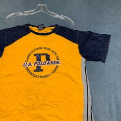 U.S. Polo Assn T-Shirt Mens Medium Yellow Navy Graphic Print Casual Crew Neck