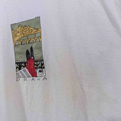 Vintage Jiri Votruba Prague Art T-Shirt XL Praha Czech Coffee Pop Art Boxy Y2K