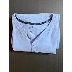 GAP Men’s XXL Light Blue Henley – Soft Casual Short‑Sleeve Shirt