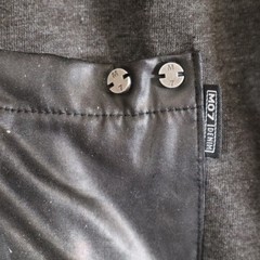 MOST OFCL SEVEN Men’s T‑Shirt Gray Faux Leather Short Sleeves Grunge Bike–Size L