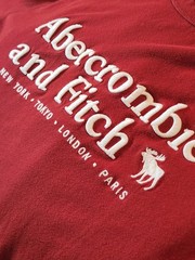 Abercrombie & Fitch Men’s Embroidered T-Shirt Size Large Burgandy/Red Crew Neck