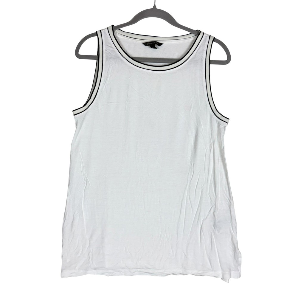 Banana Republic Shirt Mens Large White Sleeveless Tank Top Contrast Trim Jersey