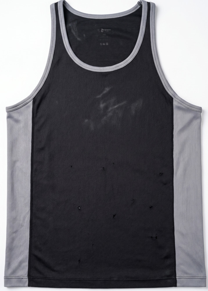 MEN’S TANK TOP: Black Gray Athletic Training Gym Grey Accents MEDIUM M