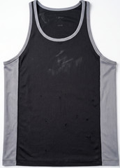 MEN’S TANK TOP: Black Gray Athletic Training Gym Grey Accents MEDIUM M