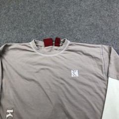 Vintage Karl Kani Shirt Men 2XL Beige Long Sleeve Thermal Embroidered Streetwear